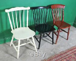 6 Vintage Mixed Dining Chairs, Wood, Painted, Retro, Farmhouse, Kitchen