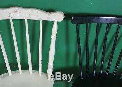 6 Vintage Mixed Dining Chairs, Wood, Painted, Retro, Farmhouse, Kitchen