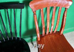 6 Vintage Mixed Dining Chairs, Wood, Painted, Retro, Farmhouse, Kitchen