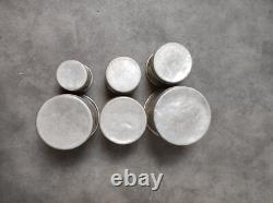 6 Vintage Retro Antique French Kitchen Nesting Aluminium Cannisters Art Decor