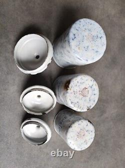 6 Vintage Retro Antique French Kitchen Nesting Enamel Cannisters Metal Art Decor