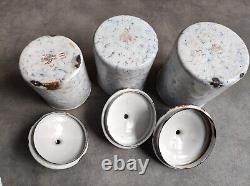 6 Vintage Retro Antique French Kitchen Nesting Enamel Cannisters Metal Art Decor