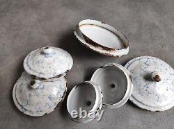 6 Vintage Retro Antique French Kitchen Nesting Enamel Cannisters Metal Art Decor