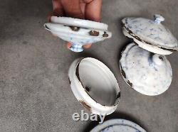 6 Vintage Retro Antique French Kitchen Nesting Enamel Cannisters Metal Art Decor