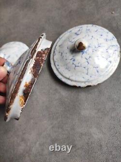 6 Vintage Retro Antique French Kitchen Nesting Enamel Cannisters Metal Art Decor