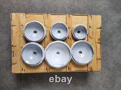 6 Vintage Retro Antique French Kitchen Nesting Enamel Cannisters Metal Art Decor