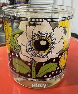 6 Vtg Georges Briard Old Fashion On the Rocks Glasses Polka Poppy