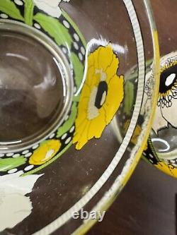 6 Vtg Georges Briard Old Fashion On the Rocks Glasses Polka Poppy