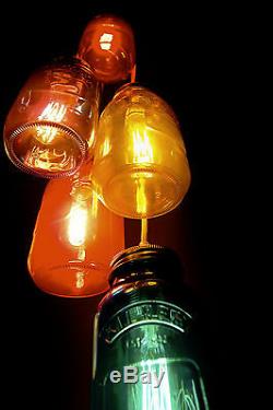 6 way Kilner Multi coloured Jam Jar cluster ceiling pendant + Free UK P&P