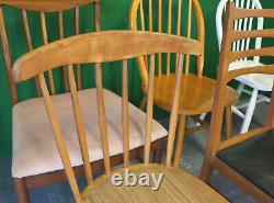 6 x Mixed Retro Dining Chairs, Vintage, Kitchen, Wood, Mid Century, Eclectic