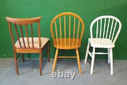 6 x Mixed Retro Dining Chairs, Vintage, Kitchen, Wood, Mid Century, Eclectic