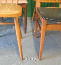 6 x Mixed Retro Dining Chairs, Vintage, Kitchen, Wood, Mid Century, Eclectic