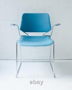 6 x Retro Vintage Krueger Matrix Stacking Chairs Powder Blue and Chrome