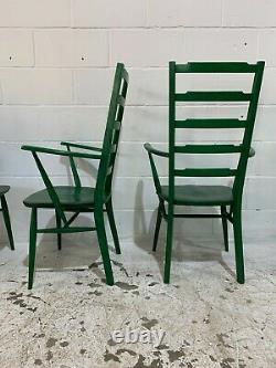 6 x Vintage 1960s Ercol Custom Made Original Green Stain Dining Kitchen Chairs