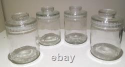 6x VTG 1970s NESCAFE COFFEE JARS 4 DAISY LIDS H 17cm inc lid RETRO STORAGE