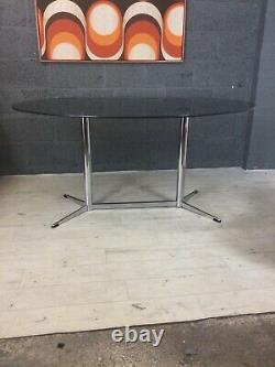 70s Chromcraft Dining table & 6 swivel perspex chairs vintage retro steel smoked