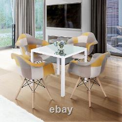 75cm Square Black/White/Grey Glass Dining Table Metal Frame 2/4/6 Chairs Option