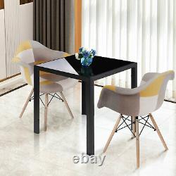 75cm Square Black/White/Grey Glass Dining Table Metal Frame 2/4/6 Chairs Option