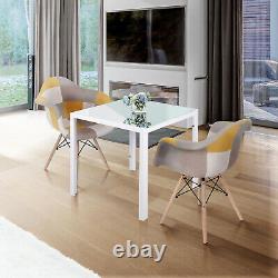 75cm Square Black/White/Grey Glass Dining Table Metal Frame 2/4/6 Chairs Option