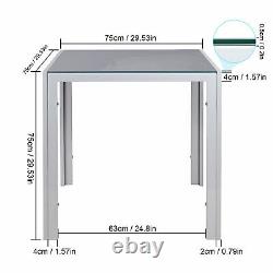 75cm Square Black/White/Grey Glass Dining Table Metal Frame 2/4/6 Chairs Option