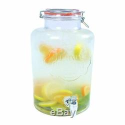 7.6l Drink Dispenser Water Cocktail Tap Juice Punch Party Glass Mugs Jar Home
