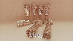 7 Vintage Marked 925 Sterling Silver Mexico Cordial Glasses