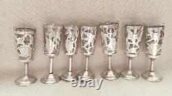 7 Vintage Marked 925 Sterling Silver Mexico Cordial Glasses