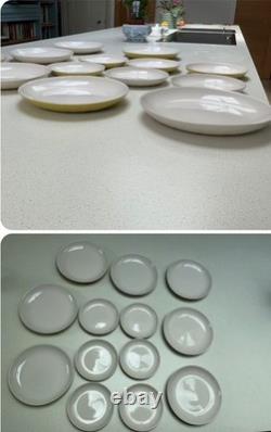 7 x Rare Large Raised Stem Dinner Plates & 6 x Side Plates SEE MY OTHERS