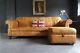 801. Chesterfield Leather Vintage & Distressed 3 Seater Sofa Light Tan Courier Av
