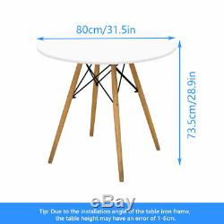 80cm Dining Round Table And 4 Chairs Set Padded Patchwork Fabric Office White UK 