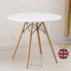 80cm Round Dining Table White And 4 Padded Tulip Chairs Grey Set Kitchen Cafe UK