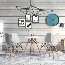 80cm Round Dining Table and 2/4 Chairs Set Plastic Wooden Legs Study Office Grey