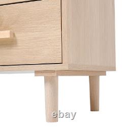 80cm Wood Sideboard Cabinet Cupboard Unit Rattan Storage Furniture With 4 Drawer