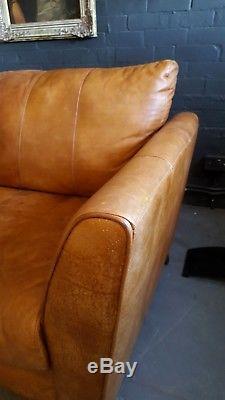 883. Chesterfield Leather vintage & distressed 3 Seater Sofa brown Tan Courier av