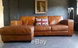 886 Chesterfield vintage 3 seater leather tan Club brown Corner suite courier av
