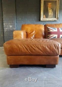 886 Chesterfield vintage 3 seater leather tan Club brown Corner suite courier av