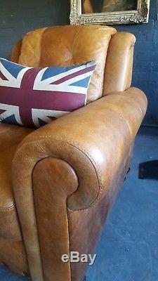 897. Chesterfield Vintage Club Leather Tan armchair Courier available