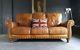 900. Chesterfield Leather Vintage & Distressed 3 Seater Sofa Brown Courier Av