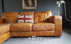 901 Chesterfield vintage 3 seater leather tan Club brown Corner suite courier av