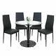 90cm Glass Dining Table And 2/4 Padded Faux Leather Chairs Kitchen Furniture Set