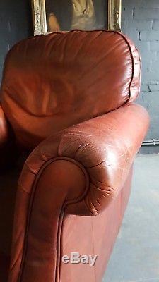 912. Duresta Chesterfield Vintage Club Red Leather Armchair Courier available
