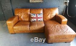 920 Chesterfield vintage 3 seater leather tan Club brown Corner suite courier av