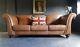 923. Chesterfield Leather Vintage & Distressed 3 Seater Sofa Light Brown Courier