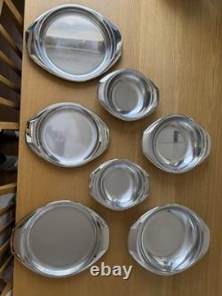 AMC 18/10 Stainless Steel Serving Dishes Bowls Platters 7 Piece Vintage Italy