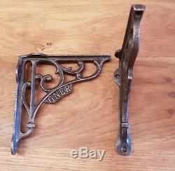 A Pair of Cast Iron GNER Shelf Bracket 5 x 5 Railway / Vintage / Retro