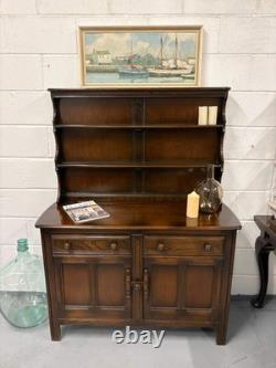 A vintage ERCOL Old Colonial dresser two drawers cupboards plate rack kitchen st