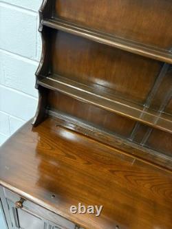A vintage ERCOL Old Colonial dresser two drawers cupboards plate rack kitchen st