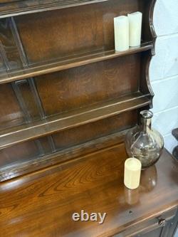 A vintage ERCOL Old Colonial dresser two drawers cupboards plate rack kitchen st