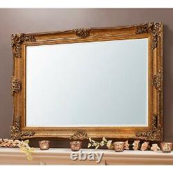 Abbey Large Vintage Gold Rectangle Ornate Wall Mirror 31x43 (110cm x 79cm)