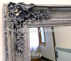 Abbey Large Vintage Silver Rectangle Ornate Wall Mirror 31x43 (110cm x 79cm)